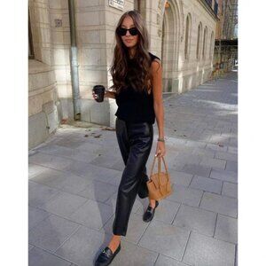 ARITZIA WILFRED Melina High Rise Vegan Leather Pant in Black 4